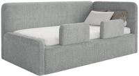 Selsey Fanko &ndash; Jugendbett 90x200 cm mit Kopfteil rechts, Pl&uuml;sch, Grau - Grau