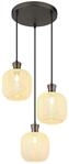 LED H&auml;ngeleuchte, 3-flammig, Schwarz matt, Glas, H 120 cm