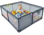 Relaxdays Laufstall Baby, 150 x 150 cm, Laufgitter, 50 B&auml;llen, 2 Laufstallringe,