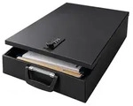 Relaxdays Dokumentenkassette, DIN A4, mit Zahlenschloss, Tragegriff, HxBxT: 7x37x27