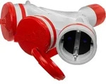 Dreifach-Steckdose Schuko IP44 3&times;2P+E 16A Grau-Rot 250V GN-X3/44S EXTREM