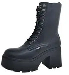 Buffalo Mila Lace Up Mid Damenschuhe Schn&uuml;rstiefel Schwarz Freizeit - Schwarz...