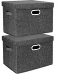 Aufbewahrungsbox mit Deckel, Stoff, faltbar, waschbar, 44x30x29 cm, 2 St&uuml;ck,...