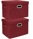 Aufbewahrungsbox mit Deckel, Stoff, faltbar, waschbar, 2 St&uuml;ck, Rotwein,...