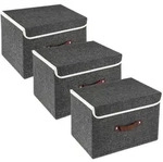 Faltbare Aufbewahrungsbox mit Deckel, Stoff, Waschbar, 3er Set, Schwarz,...