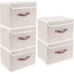 Faltbare Aufbewahrungsbox mit Deckel, Stoff, Waschbar, 38x25x25 cm, 5 St&uuml;ck,...