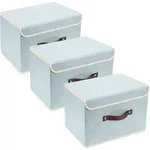 Faltbare Aufbewahrungsbox mit Deckel, Stoff, Waschbar, 3er Set, 38x25x25 cm,...