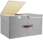 TYEERS Extra Gro&szlig;e Aufbewahrungsbox mit Deckel Faltbar Grau 55x33x30 cm