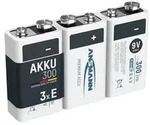 ANSMANN Akku 9V 300mAh E-Block NiMH 1,2V &ndash; 1000x wiederaufladbar (3 St&uuml;ck)