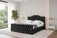 ALTDECOR Polsterbett mit Bettkasten - FALIO-Z - 140x200 - Schwarz - Bett mit Kopfteil