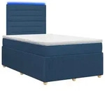 vidaXL LED Boxspringbett mit Matratze Blau 120 x 200 cm Stoff - Blau