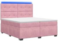 vidaXL Boxspringbett mit Matratze mit Kopfteil Rosa 200 x 200 cm Samt