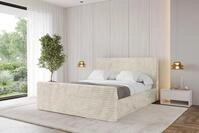 ALTDECOR Polsterbett mit Bettkasten - ALOVA-Z - 180x200 - Creme - Bett mit Matratze