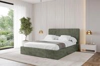 ALTDECOR Polsterbett mit Bettkasten - ALOVA-v1 - 160x200 - Olivgr&uuml;n - Bett mit