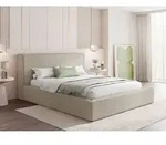 Polsterbett 180x200 cm mit Bettkasten & Metall-Lattenrost &ndash; Beige Boucl&eacute; &ndash;