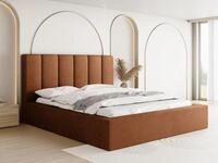 Polsterbett Amira 160x200 cm mit Bettkasten, Samtstoff, Boucle und vertikal