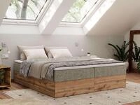 MKS MEBLE Boxspringbett, Polsterbett WOOD ZERO ohne Kopfteil, mit Stauraum &