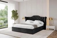 ALTDECOR Polsterbett mit Bettkasten - ZORAN - 120x200 - Schwarz - Bett mit Matratze