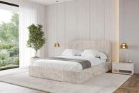 ALTDECOR Polsterbett mit Bettkasten - ALOVA-v1 - 160x200 - Creme - Bett mit Matratze
