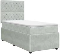 vidaXL Boxspringbett mit Matratze Hellgrau 100 x 200 cm Samt