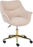 BELIANI B&uuml;rostuhl Beige Boucl&eacute; Drehbar H&ouml;henverstellbar mit Armlehnen Rollen