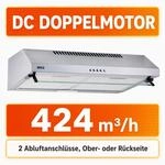 NEG Edelstahl Unterbau-Dunstabzugshaube NEG15-DC+ Doppelmotor 60cm 424 m&sup3;/h Abluft &