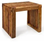 Relaxdays Sitzbank, ge&ouml;ltes Akazienholz, HxBxT: 43 x 45 x 33 cm, K&uuml;che, Flur, Bad &