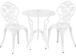 [casa.pro]&reg; Bistro Set (3 - teilig) (weiss) - aus Gu&szlig;eisen / Antik - Wei&szlig;
