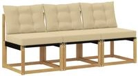 vidaXL 3 stk. Outdoor Mittelsofa Massivholz Akazie und Textilene Stoff