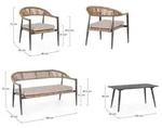 4er Set Sitzgruppe Jandia 138 x 69 x 75 cm Aluminium Polyester Anthrazit Braun...