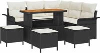 vidaXL Gartensofa-set mit Kissen 9 pcs Schwarz Poly-Rattan - Schwarz
