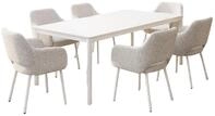 KAWOLA Gartenm&ouml;bel Set AMUR 7-tlg. Aluminium cremefarben