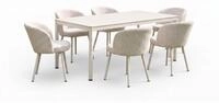 KAWOLA Gartenm&ouml;bel Set INDUS 7-tlg. Aluminium cremefarben