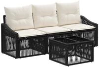 vidaXL Gartensofa-set 4 stk. Schwarz Poly-Rattan - Schwarz