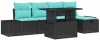 vidaXL Gartensofa-set 6 stk. Schwarz Poly-Rattan - Schwarz