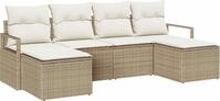 vidaXL Sofa Set 6 stk. Beige [Synthetisch]: Poly Rattan - Beige
