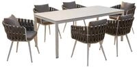 KAWOLA Gartenm&ouml;bel Set LUSHA 7-tlg. Stahl dunkelgrau