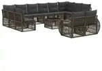vidaXL Gartensofa-set 13 stk. Grau und Dunkelgrau Poly-Rattan - Grau