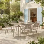 Gartenm&ouml;bel Set VOLONTE 1 Tisch 6 St&uuml;hle, Champagner &ndash; Wetterfeste...
