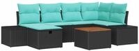 vidaXL Gartensofa-set 7 stk. Schwarz Poly-Rattan - Schwarz