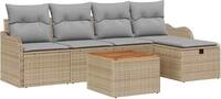 vidaXL Gartensofa-set 6 stk. Beige Poly Rattan - Beige