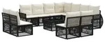 vidaXL Gartensofa-set 12 stk. Schwarz und Cremewei&szlig; Poly-Rattan - Schwarz