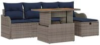vidaXL Gartensofa-set 6 stk. Grau Poly-Rattan - Grau