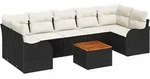 vidaXL Garten-Sofa-Set 8 pcs Schwarz Poly Rattan - Schwarz