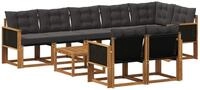 vidaXL Outdoor-Sofagarnitur 9 stk. Nat&uuml;rlich und Schwarz - Braun