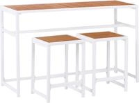 BELIANI Gartenm&ouml;bel Set Wei&szlig; Stahl u. Kunstholz Industrie Design Hochtisch...
