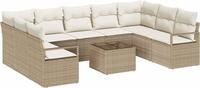 vidaXL Sofa Set 10 stk. Beige [Synthetisch]: Poly Rattan - Beige