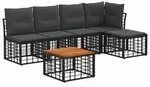 vidaXL Outdoor-Sofagarnitur 6 stk. Schwarz und Dunkelgrau Polyester - Schwarz