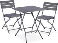 Relaxdays Balkonm&ouml;bel Set, 3-teilig, 1 Tisch & 2 St&uuml;hle, klappbar, Gartengarnitur