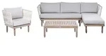 BELIANI 4-Sitzer Lounge Set Braun / Wei&szlig; Akazienholz Rustikales Design Outdoor